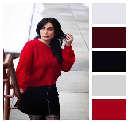 Red Sweater Winter Woman Image